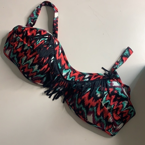 Body Glove Chevron Fringe Strapless Bikini top and bottom swimwear large - Picture 8 of 12